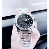Guess Commander Chronograph Black Dial Silver Steel Strap Watch for Men - GW0056G1