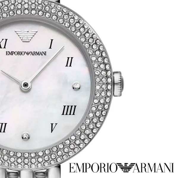 Emporio Armani Rosa Quartz White Dial Silver Steel Strap Watch For Women - AR11354