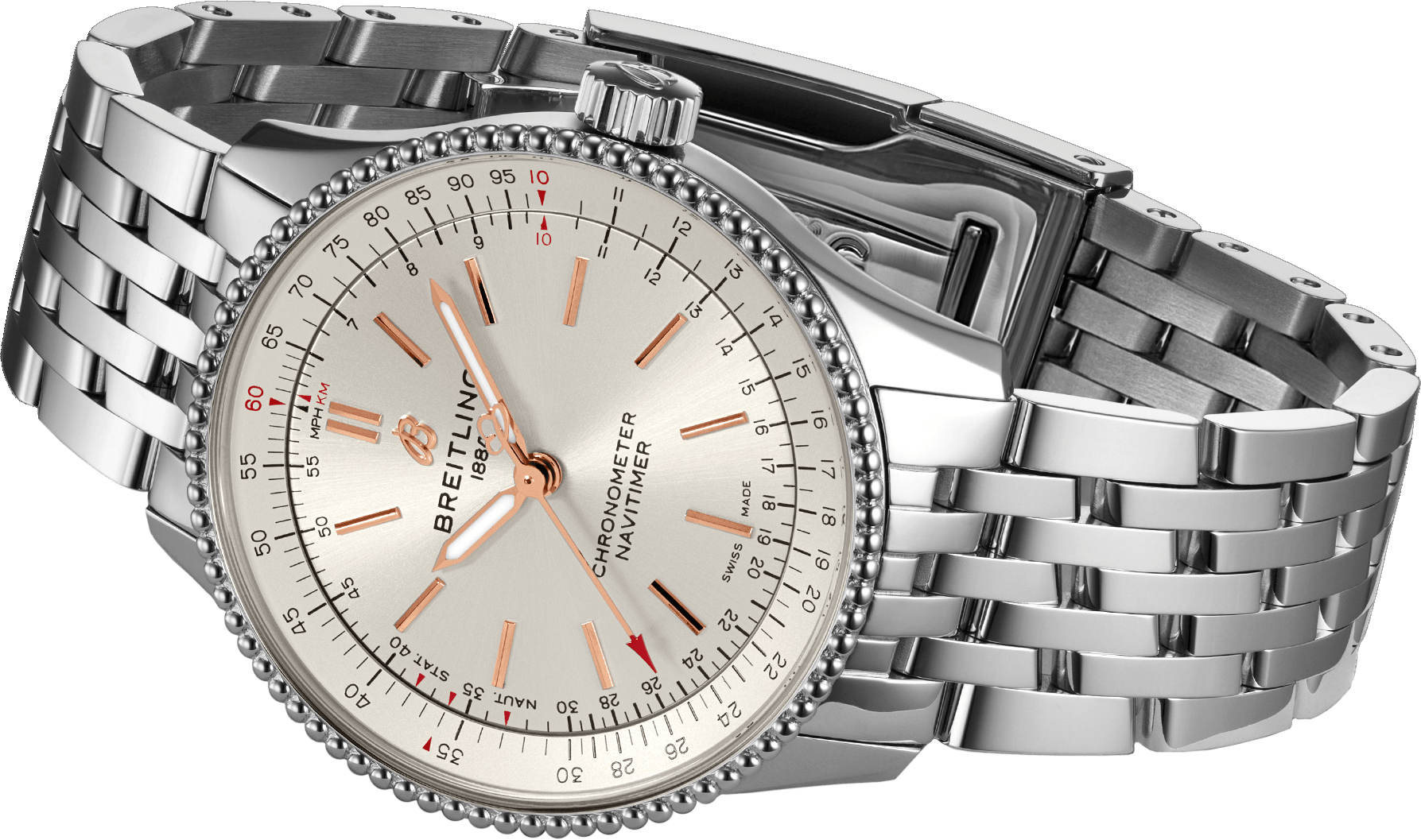 Breitling Navitimer Automatic 35 White Dial Silver Steel Strap Watch for Men - A17395F41G1A1