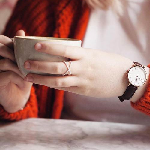 Daniel Wellington Classic Petite White Dial Brown Leather Strap Watch For Women - DW00100239