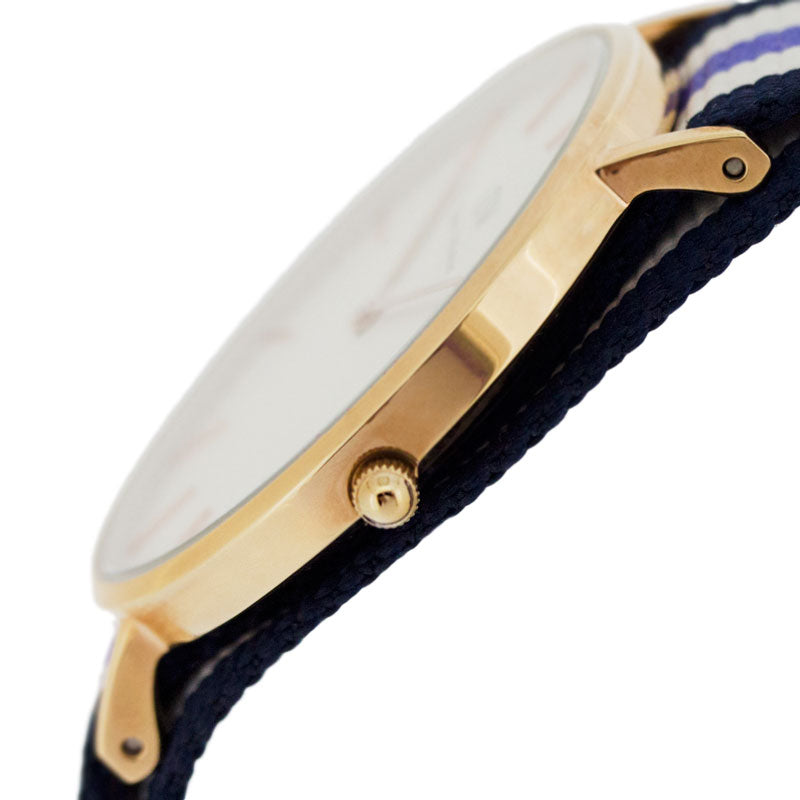 Daniel Wellington Classic Trinity White Dial Three Tone Nylon Strap Watch For Women - 0509DW