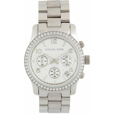 Michael Kors Brinkley Silver Dial with Diamonds Silver Steel Strap Watch for Women - MK5083