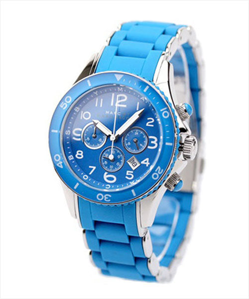 Marc Jacobs Rock Chronograph Blue Dial Blue Silicone Strap Watch for Women - MBM2575