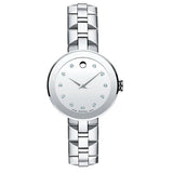 Movado Sapphire Diamonds Silver Dial Silver Steel Strap Watch For Women - 606814