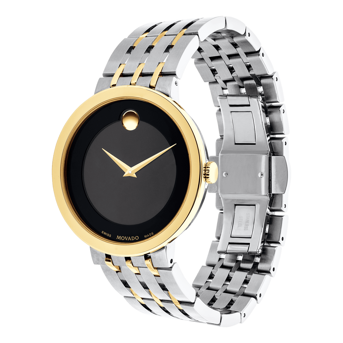 Movado Museum Esperanza Black Dial Two Tone Steel Strap Watch For Men - 0607058