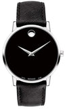 Movado Museum Classic Black Dial Black Leather Strap Watch for Men - 0607194