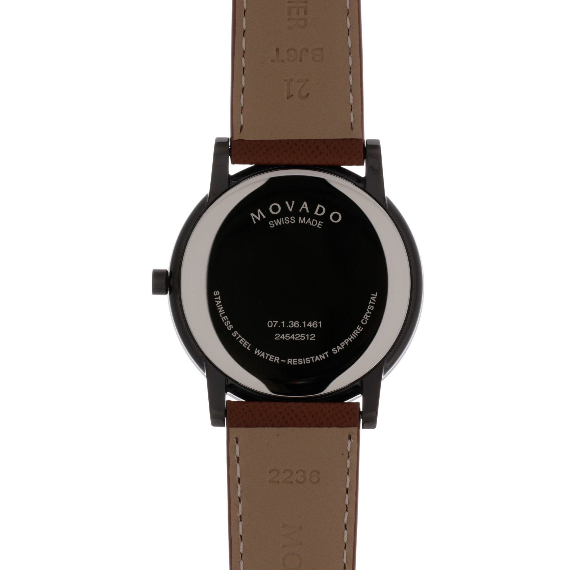 Movado Museum Classic Black Dial Brown Leather Strap Watch for Men - 0607198