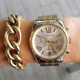 Michael Kors Lexington Silver Dial Two Tone Steel Strap Watch for Women - MK5955