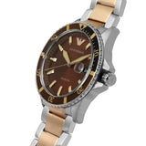 Emporio Armani Diver Quartz Brown Dial Two Tone Steel Strap Watch For Men - AR11340