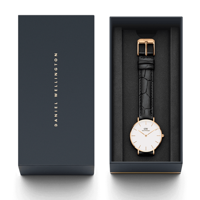 Daniel Wellington Classic Petite Reading White Dial Black Leather Strap Watch For Women - DW00100229