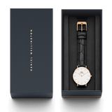Daniel Wellington Classic Petite Reading White Dial Black Leather Strap Watch For Women - DW00100229