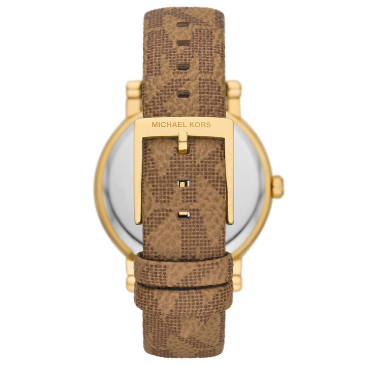 Michael Kors Quartz Gold Dial Brown Leather Strap Watch For Women - MKO1026
