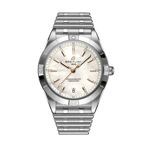 Breitling Chronomat 36 Mother of Pearl Dial Silver Steel Strap Watch for Women - A10380101A4A1