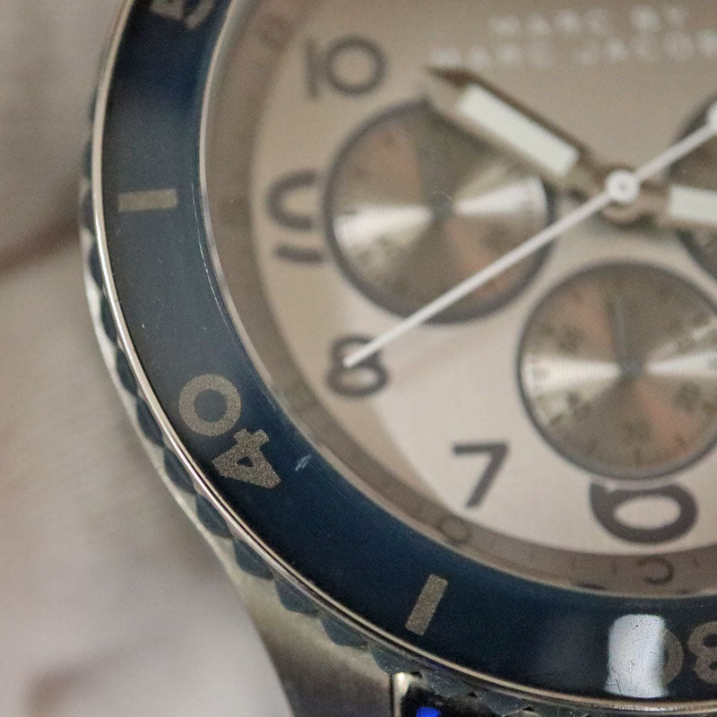 Marc Jacobs Rock Chronograph Silver Dial Silver Steel Strap Watch for Men - MBM5028