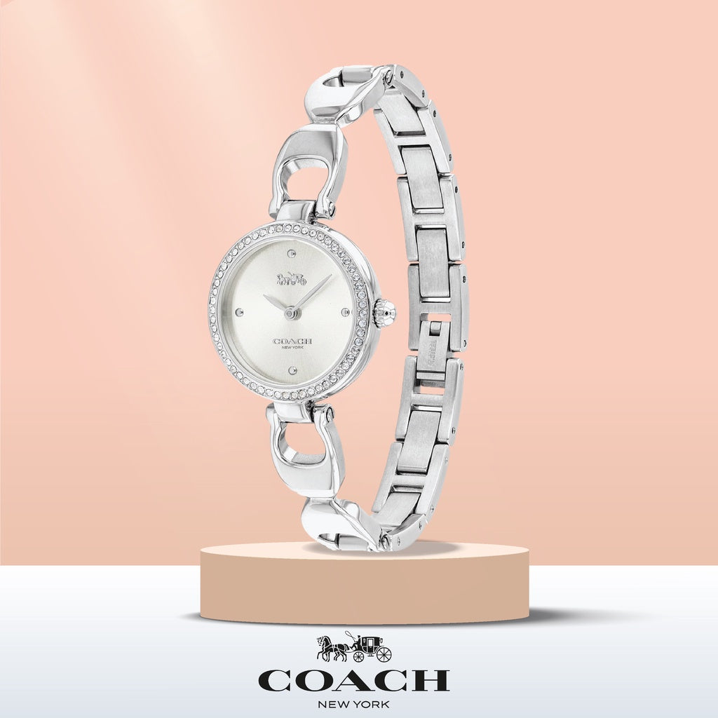 Coach Park Crystals Silver Dial Silver Steel Strap Watch for Women - 14503170