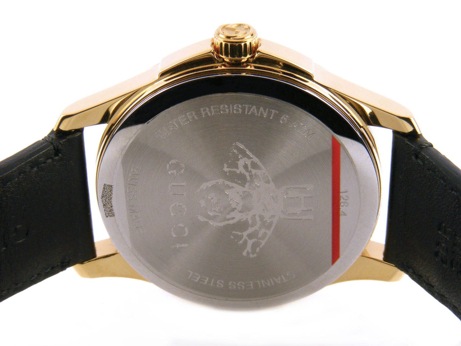 Gucci Le Marche Des Merveilles Quartz Green Dial Black Leather Strap Watch For Women - YA126463