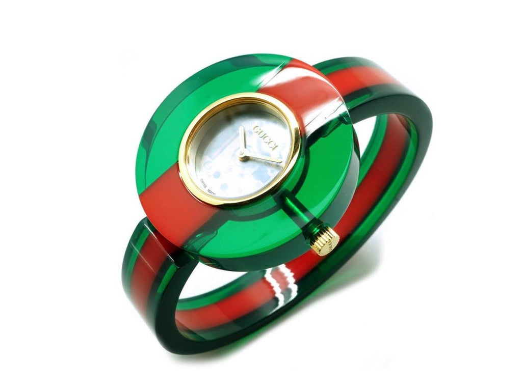 Gucci Vintage Web Mother of Pearl Dial Two Tone Plastic Strap Watch For Women - YA143403