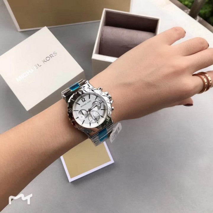 Michael Kors Dylan Silver Dial Silver Steel Strap Watch for Women - MK5312