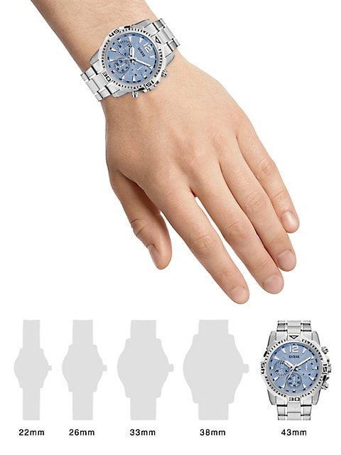 Guess Commander Chronograph Blue Dial Silver Steel Strap Watch for Men - GW0056G2