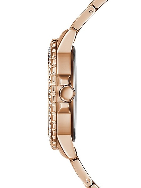 Guess Crown Jewel Multifunction Diamonds White Dial Rose Gold Steel Strap Watch For Women - GW0410L3