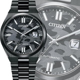 Citizen Tsuyosa Automatic Camouflage Black Dial Black Steel Strap Watch For Men - NJ0155-87E