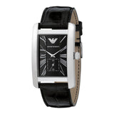 Emporio Armani Black Dial Black Leather Strap Watch For Men - AR0143