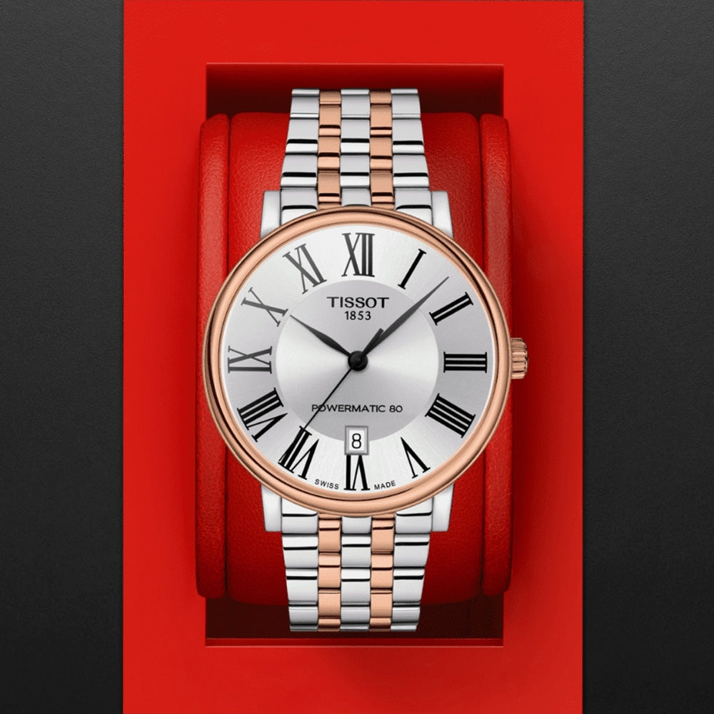 Tissot Carson Premium Powermatic 80 Silver Dial Two Tone Steel Strap Watch For Men - T122.407.22.033.00