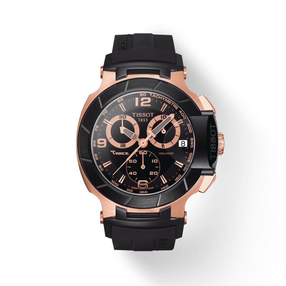 Tissot T Race Chronograph Automatic Black Dial Black Rubber Strap Watch for Men - T048.417.27.057.06