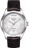 Tissot T Classic T One Automatic Silver Dial Brown Leather Strap Watch For Men - T038.430.16.037.00