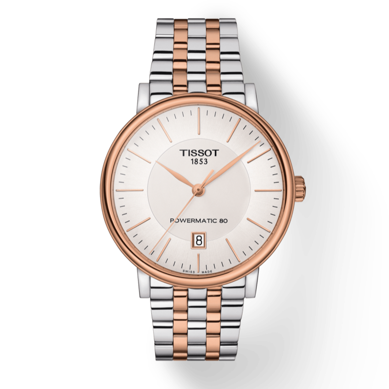 Tissot Carson Premium Powermatic 80 White Dial Two Tone Steel Strap Watch For Men - T122.407.22.031.01