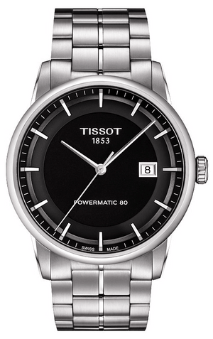 Tissot Luxury Powermatic 80 Black Dial Silver Steel Strap Watch For Men - T086.407.11.051.00