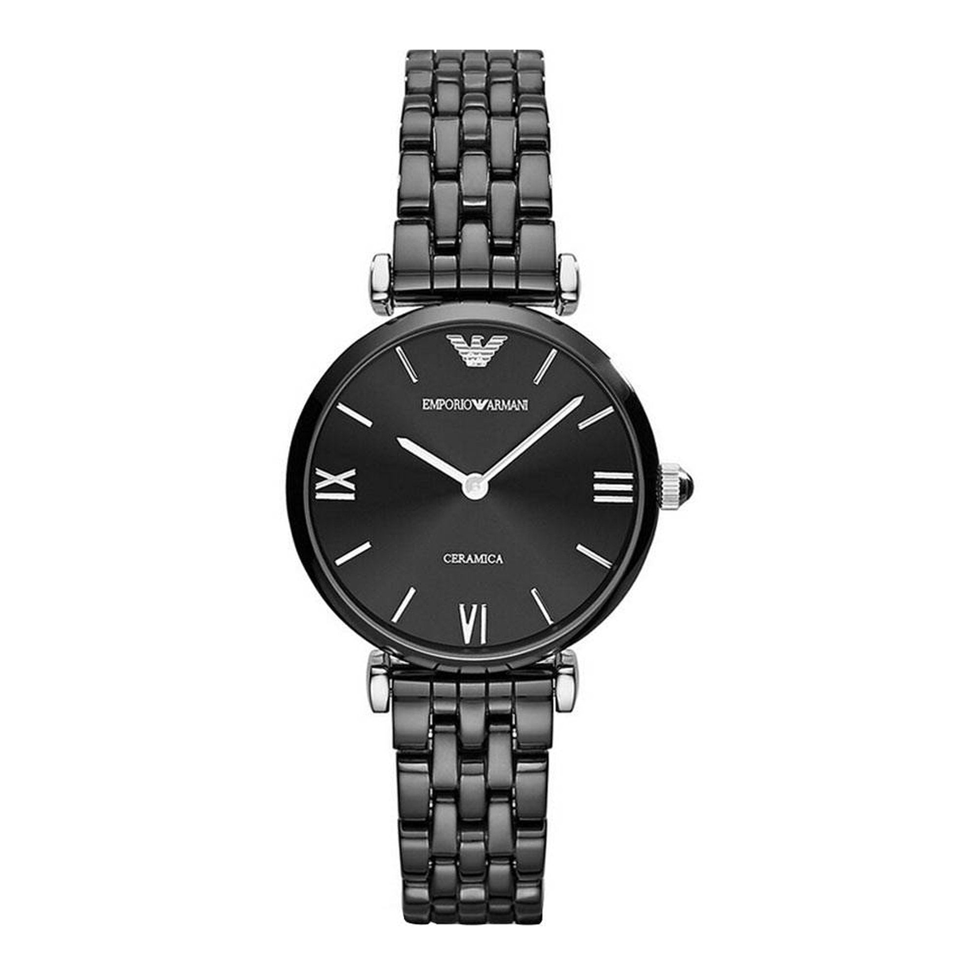 Emporio Armani Ceramica Black Dial Black Ceramic Strap Watch For Women - AR1487