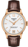 Tissot Chemin Des Tourelles Powermatic 80 Lady Silver Dial Brown Leather Strap Watch For Women - T099.207.36.037.00