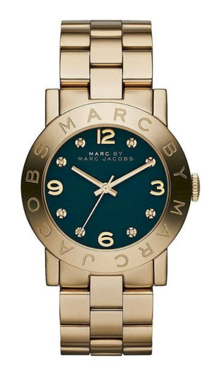Marc Jacobs Amy Green Dial Gold Steel Strap Watch for Women - MBM8619