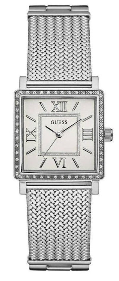 Guess Highline White Dial Silver Mesh Bracelet Watch For Women - W0826L1