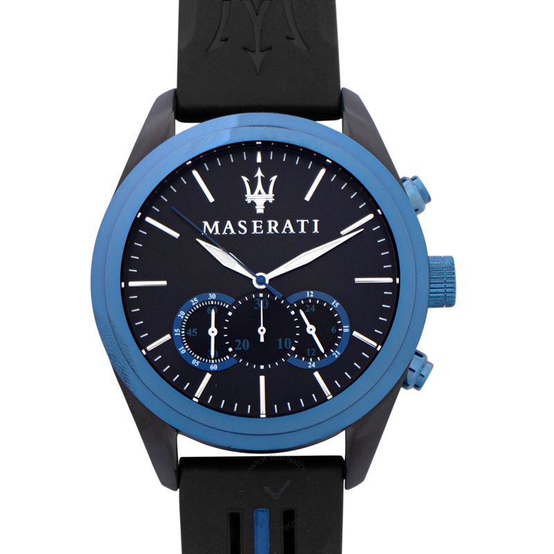 Maserati Traguardo Sports Blue Dial Black Rubber Strap Watch For Men - R8871612006