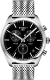 Tissot PR 100 Chronograph Black Dial Silver Mesh Bracelet Watch For Men - T101.417.11.051.01