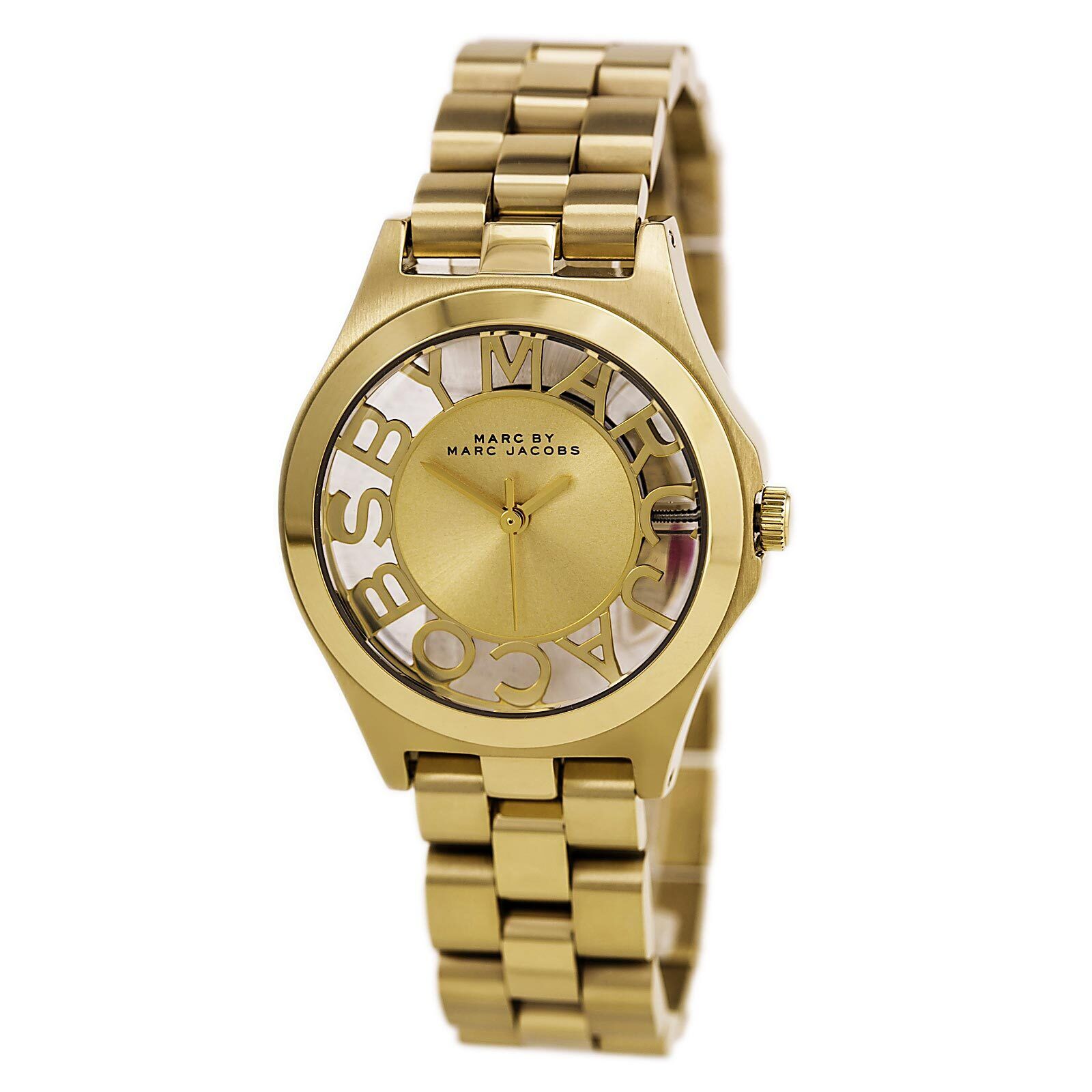 Marc Jacobs Henry Gold Dial Gold Steel Strap Watch for Women - MBM3292