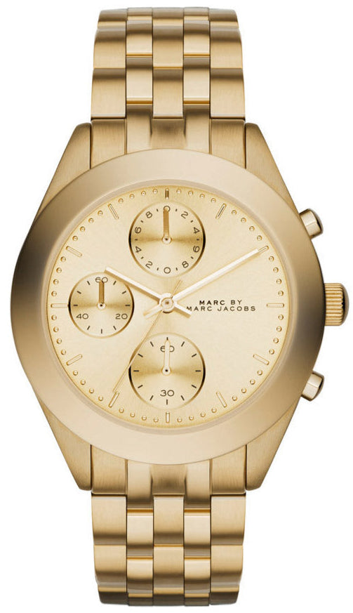 Marc Jacobs Peeker Chronograph Gold Dial Gold Steel Strap Watch for Women - MBM3393