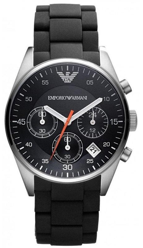 Emporio Armani Sportivo Chronograph Black Dial Black Strap Watch For Men - AR5858