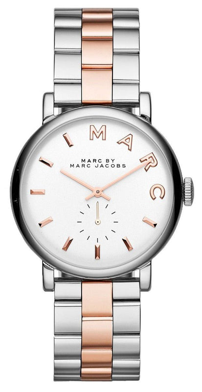 Marc Jacobs Baker White Dial Two Tone Steel Strap Watch for Women - MBM3312
