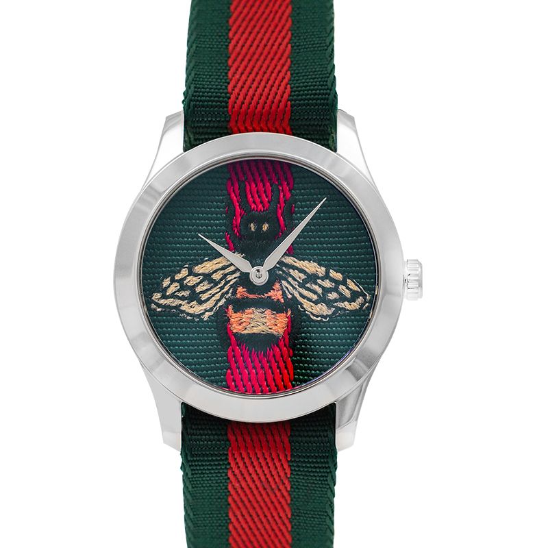 Gucci Le Marche des Merveilles Red & Green Dial Red & Green Nylon Strap Unisex Watch - YA1264060