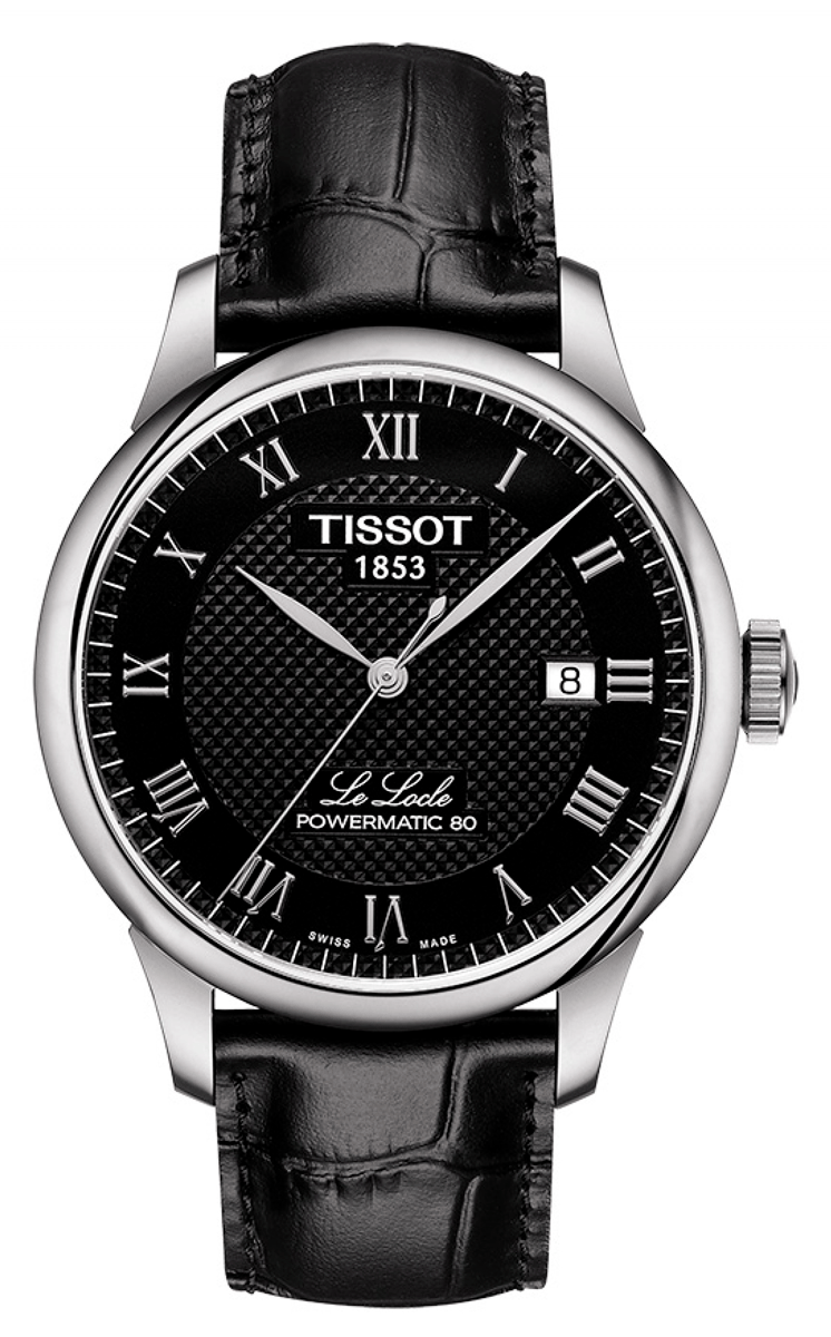 Tissot Le Locle Powermatic 80 Black Dial Black Leather Strap Watch For Men - T006.407.16.053.00
