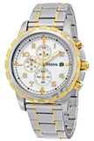 Fossil Dean Chronograph White Dial Silver Steel Strap Watch for Men - FS4795