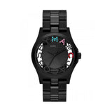 Marc Jacobs Henry Skeleton Black Dial Black Steel Strap Watch for Women - MBM3265