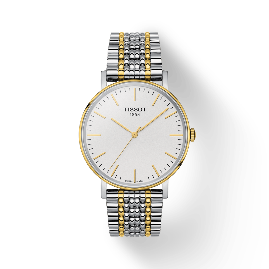 Tissot Everytime Medium White Dial Two Tone Mesh Bracelet Watch For Men - T109.410.22.031.00