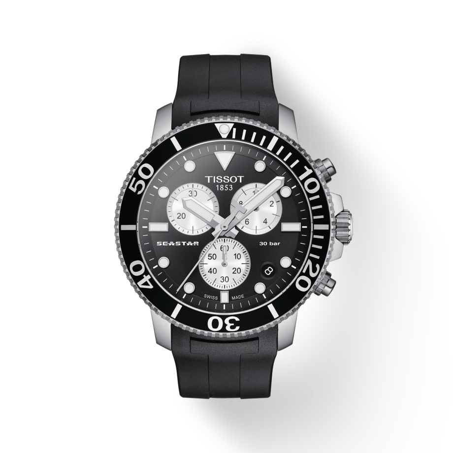 Tissot Seastar 1000 Chronograph Black Dial Black Rubber Strap Watch For Men - T120.417.17.051.00