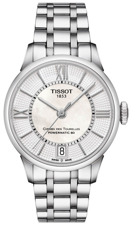 Tissot Chemin Des Tourelles Powermatic 80 Lady Silver Dial Silver Steel Strap Watch For Women - T099.207.11.118.00