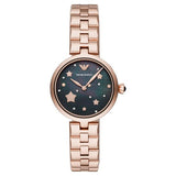 Emporio Armani Arianna Black Dial Rose Gold Stainless Steel Watch For Women - AR11197