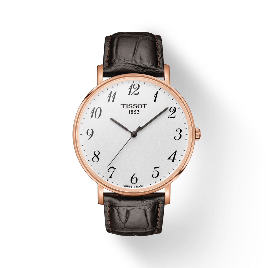 Tissot T Classic Everytime White Dial Black Leather Strap Watch For Men - T109.610.36.032.00